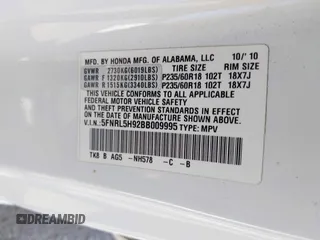2011 Honda Odyssey Touring с VIN 5FNRL5H92BB009995, выставлен на аукционе IAAI как лот 42147249 с пробегом 139 543 миль миль и . История ставок и продаж доступна на DreamBid. Изображение 9.