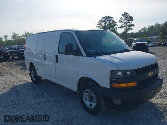 2021 Chevrolet Express Cargo Van with VIN 1GCWGAFP0M1206242, listed as a IAAI auction lot 42043866 with 148,087 mi miles. Bid and sale history available at carsss.com. Image 6.