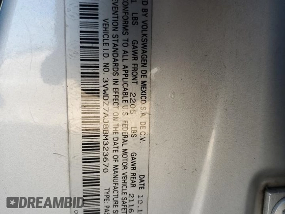 2011 Volkswagen Jetta SE with VIN 3VWDZ7AJ8BM323670, listed as a Copart auction lot 50745805 with 134,848 mi miles and Clean title. Bid and sale history available at DreamBid. Image 12.