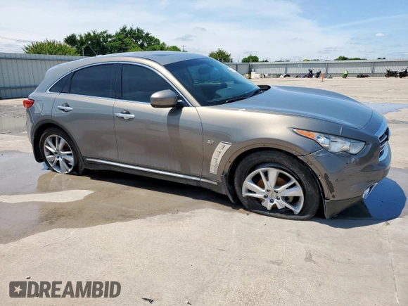 2015 Infiniti QX70 with VIN JN8CS1MW1FM481491, listed as a Copart auction lot 58841045 with 196,155 mi miles and Salvage title. Bid and sale history available at DreamBid. Image 4.