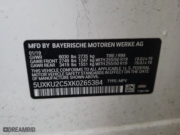 2019 BMW X6 xDrive35i with VIN 5UXKU2C5XK0Z65384, listed as a Copart auction lot 46660415 with 89,984 mi miles and Salvage Title. Bid and sale history available at carsss.com. Image 14.