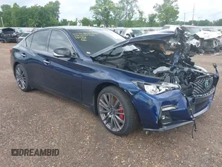2024 Infiniti Q50 Red Sport 400 with VIN JN1FV7DR3RM680708, listed as a IAAI auction lot 42105449 with 2,681 mi miles and . Bid and sale history available at DreamBid. Image 1.