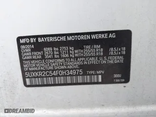2015 BMW X5 sDrive35i with VIN 5UXKR2C54F0H34975, listed as a IAAI auction lot 41704467 with 92,006 mi miles. Bid and sale history available at carsss.com. Image 9.