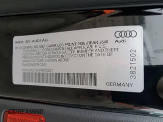 2023 Audi A5 Sportback S line Premium with VIN WAUDACF50PA012637, listed as a Copart auction lot 37794583 with Not provided miles and . Bid and sale history available at DreamBid. Image 12.