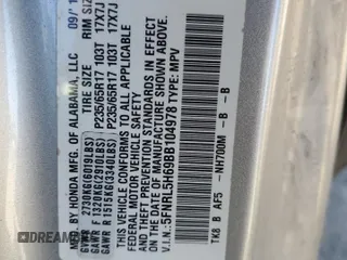2011 Honda Odyssey EX-L with VIN 5FNRL5H69BB104978, listed as a Copart auction lot 52332375 with 221,526 mi miles and Non Repairable. Bid and sale history available at DreamBid. Image 13.