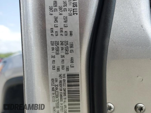 2019 Jeep Compass Limited with VIN 3C4NJCCB8KT675599, listed as a Copart auction lot 54656515 with 107,571 mi miles and Salvage title. Bid and sale history available at DreamBid. Image 12.