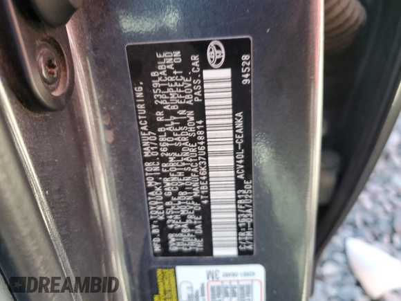 2007 Toyota Camry CE with VIN 4T1BE46K37U648814, listed as a Copart auction lot 50186325 with 118,546 mi miles and Salvage Title. Bid and sale history available at carsss.com. Image 12.