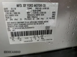 2018 Ford Explorer Limited с VIN 1FM5K8F88JGA85573, выставлен на аукционе Copart как лот 86690844 с пробегом 64 644 миль миль и Списание • Salvage title. История ставок и продаж доступна на DreamBid. Изображение 14.