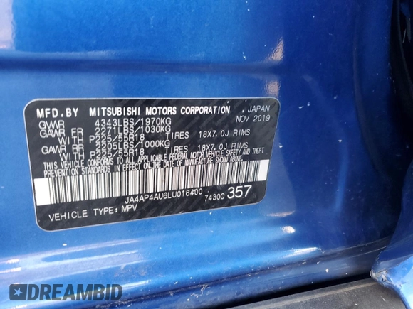2020 Mitsubishi Outlander Sport SE 2.0 with VIN JA4AP4AU6LU016400, listed as a Copart auction lot 47006445 with 69,793 mi miles and Salvage Title. Bid and sale history available at carsss.com. Image 15.