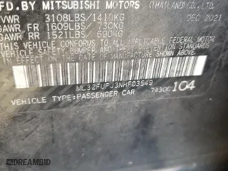 2022 Mitsubishi Mirage G4 ES with VIN ML32FUFJ3NHF03549, listed as a Copart auction lot 88162595 with 154,714 mi miles and Salvage Title. Bid and sale history available at carsss.com. Image 12.