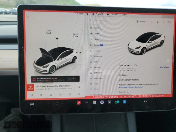 2022 Tesla Model 3 Long Range z VIN 5YJ3E1EB7NF365962, wystawiony jako Copart lot #48601865 z przebiegiem 121 541 mil mil oraz Szkoda całkowita • Salvage title. Historia ofert i sprzedaży dostępna na DreamBid. Obrazek 9.