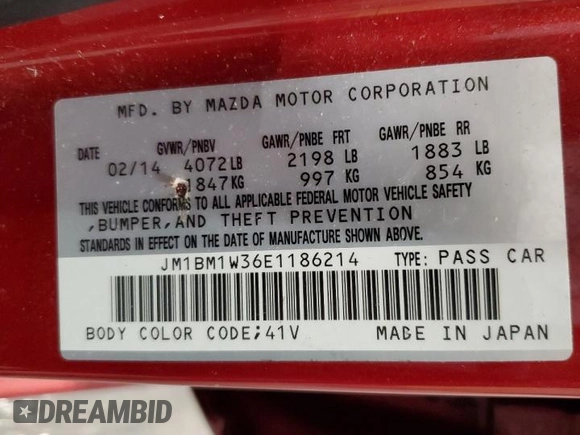 2014 Mazda 3 S Grand Touring z VIN JM1BM1W36E1186214, wystawiony jako Copart lot #53158345 z przebiegiem 126 241 mil mil oraz Czysty tytuł • Clean title. Historia ofert i sprzedaży dostępna na DreamBid. Obrazek 12.