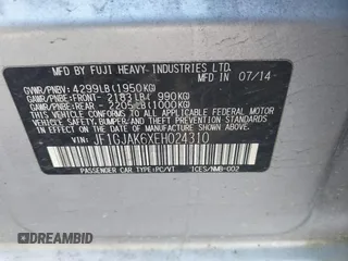 2014 Subaru Impreza Premium с VIN JF1GJAK6XEH024310, выставлен на аукционе IAAI как лот 42033086 с пробегом 100 824 миль миль и . История ставок и продаж доступна на DreamBid. Изображение 9.
