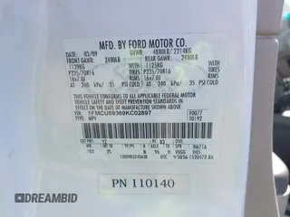 2009 Ford Escape Hybrid with VIN 1FMCU59369KC02897, listed as a IAAI auction lot 41841414 with 246,324 mi miles and . Bid and sale history available at DreamBid. Image 9.