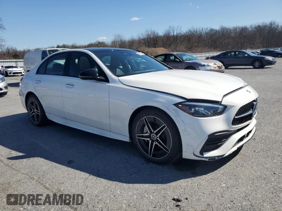 2024 Mercedes-Benz C 300 with VIN W1KAF4HB3RR204628, listed as a Copart auction lot 48146225 with 3,282 mi miles and Salvage Title. Bid and sale history available at DreamBid. Image 4.