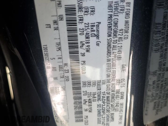 2015 Ford Focus Titanium with VIN 1FADP3J29FL311471, listed as a Copart auction lot 87805235 with 195,026 mi miles and Salvage Title. Bid and sale history available at carsss.com. Image 12.