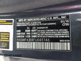 2015 Mercedes-Benz C 300 with VIN 55SWF4JB8FU045146, listed as a Copart auction lot 44591105 with 153,777 mi miles and Salvage Title. Bid and sale history available at carsss.com. Image 12.