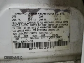 2005 Nissan Altima 2.5 with VIN 1N4AL11D25C343231, listed as a Copart auction lot 45897415 with 162,646 mi miles and Clean Title. Bid and sale history available at carsss.com. Image 12.