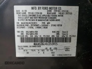 2020 Ford EcoSport SE with VIN MAJ6S3GL4LC355915, listed as a Copart auction lot 54054635 with 127,049 mi miles and Salvage Title. Bid and sale history available at DreamBid. Image 13.