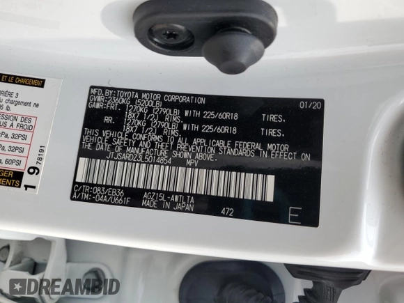 2020 Lexus NX 300 F Sport z VIN JTJSARDZ3L5014854, wystawiony jako Copart lot #59386435 z przebiegiem 36 098 mil mil oraz Szkoda całkowita • Salvage title. Historia ofert i sprzedaży dostępna na DreamBid. Obrazek 12.
