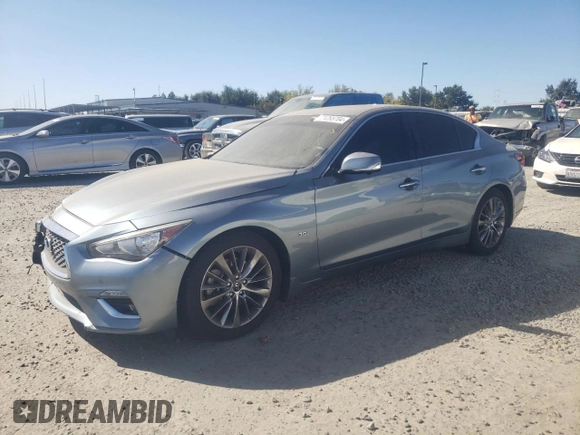 2018 Infiniti Q50 3.0t LUXE with VIN JN1EV7AP9JM352079, listed as a Copart auction lot 71255704 with 54,931 mi miles and Salvage Title. Bid and sale history available at carsss.com. Image 1.