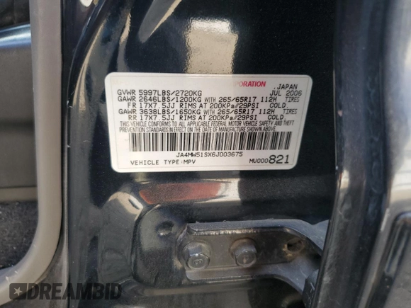 2006 Mitsubishi Montero Limited z VIN JA4MW51SX6J003675, wystawiony jako Copart lot #74719484 z przebiegiem 192 367 mil mil oraz Szkoda całkowita • Salvage title. Historia ofert i sprzedaży dostępna na DreamBid. Obrazek 15.