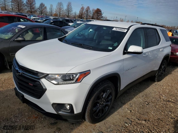 2019 Chevrolet Traverse RS with VIN 1GNERJKWXKJ321938, listed as a Copart auction lot 79258603 with 90,545 mi miles and Salvage Title. Bid and sale history available at carsss.com. Image 1.