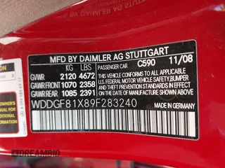 2009 Mercedes-Benz C 300 Sport with VIN WDDGF81X89F283240, listed as a IAAI auction lot 42694652 with 180,972 mi miles and . Bid and sale history available at DreamBid. Image 9.