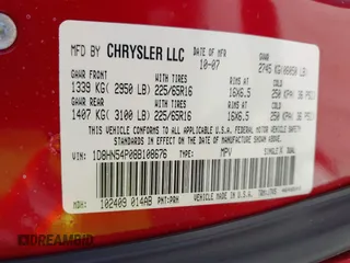 2008 Dodge Grand Caravan SXT with VIN 1D8HN54P08B108676, listed as a IAAI auction lot 42169207 with 110,736 mi miles and . Bid and sale history available at DreamBid. Image 9.