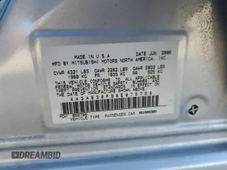 2006 Mitsubishi Galant ES with VIN 4A3AB36F96E075798, listed as a Copart auction lot 46341865 with 100,245 mi miles and Salvage Title. Bid and sale history available at carsss.com. Image 12.