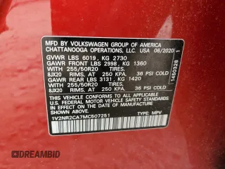 2021 Volkswagen Atlas SE с VIN 1V2NR2CA7MC507251, выставлен на аукционе Copart как лот 57881795 с пробегом 63 257 миль миль и Списание • Salvage title. История ставок и продаж доступна на DreamBid. Изображение 13.