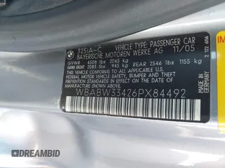 2006 BMW 3 Series 325Ci with VIN WBABW33426PX84492, listed as a IAAI auction lot 41658186 with 152,477 mi miles. Bid and sale history available at carsss.com. Image 9.