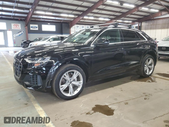 2021 Audi Q8 Premium Plus with VIN WA1BVAF15MD035173, listed as a Copart auction lot 42210225 with 55,389 mi miles and Clean Title. Bid and sale history available at carsss.com. Image 1.
