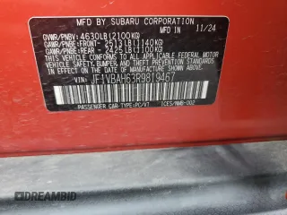 2024 Subaru WRX Premium с VIN JF1VBAH63R9819467, выставлен на аукционе Copart как лот 60785835 с пробегом 7 534 миль миль и Списание • Salvage title. История ставок и продаж доступна на DreamBid. Изображение 12.