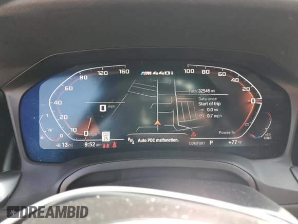 2023 BMW 4 Series M440i z VIN WBA53AT07PCL58393, wystawiony jako Copart lot #60527305 z przebiegiem 32 546 mil mil oraz Szkoda całkowita • Salvage title. Historia ofert i sprzedaży dostępna na DreamBid. Obrazek 9.