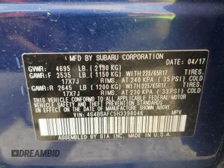 2017 Subaru Outback Premium with VIN 4S4BSAFC5H3398046, listed as a Copart auction lot 56700175 with 221,660 mi miles and Salvage title. Bid and sale history available at DreamBid. Image 13.