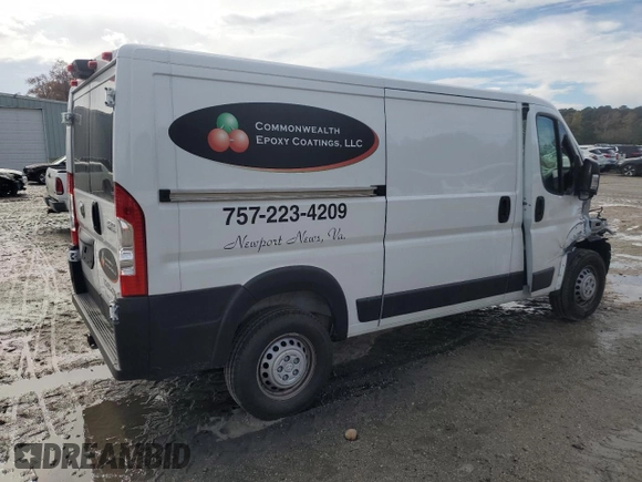 2024 Ram ProMaster Cargo Tradesman with VIN 3C6LRVVG8RE145742, listed as a Copart auction lot 80002054 with 4,576 mi miles and Salvage Title. Bid and sale history available at carsss.com. Image 3.