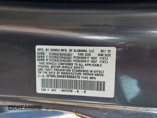 2015 Honda Odyssey EX-L with VIN 5FNRL5H68FB066570, listed as a IAAI auction lot 42092446 with 104,523 mi miles and . Bid and sale history available at DreamBid. Image 9.