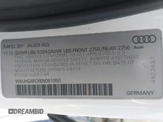 2014 Audi A6 Prestige with VIN WAUHGAFCXEN091050, listed as a IAAI auction lot 42524560 with 169,575 mi miles and . Bid and sale history available at DreamBid. Image 9.