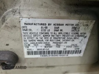 1999 Nissan Altima XE with VIN 1N4DL01D2XC193518, listed as a Copart auction lot 48016544 with 268,608 mi miles and Clean Title. Bid and sale history available at carsss.com. Image 12.