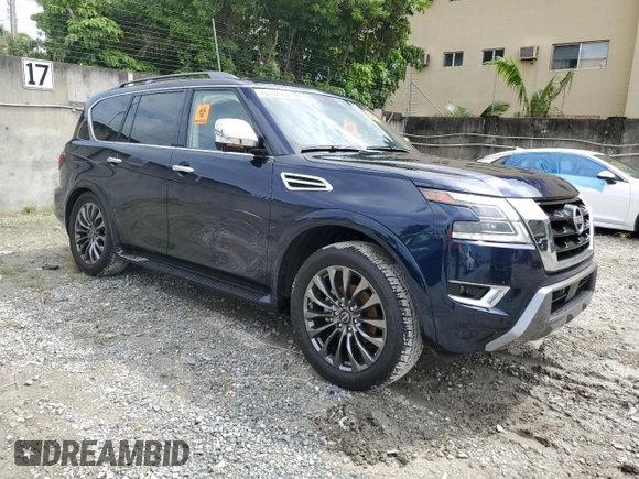 2024 Nissan Armada Platinum with VIN JN8AY2DB0R9850275, listed as a Copart auction lot 75102554 with 5,760 mi miles and Salvage Title. Bid and sale history available at carsss.com. Image 4.