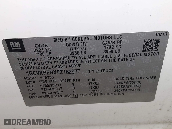 2014 Chevrolet Silverado 1500 Work Truck with VIN 1GCVKPEHXEZ182977, listed as a IAAI auction lot 41793244 with 135,879 mi miles and . Bid and sale history available at DreamBid. Image 9.