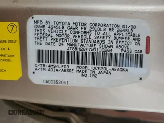 1998 Lexus LS 400 z VIN JT8BH28F7W0118964, wystawiony jako Copart lot #59091225 z przebiegiem 150 362 mil mil oraz Szkody całkowita. Historia ofert i sprzedaży dostępna na DreamBid. Obrazek 12.