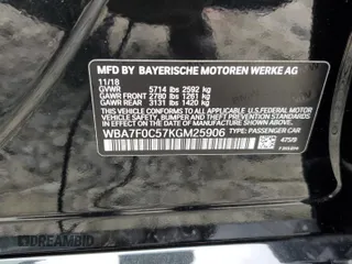 2019 BMW 7 Series 750i with VIN WBA7F0C57KGM25906, listed as a Copart auction lot 62728443 with 61,561 mi miles. Bid and sale history available at carsss.com. Image 12.