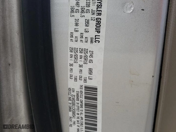 2012 Dodge Grand Caravan SE with VIN 2C4RDGBG1CR380541, listed as a Copart auction lot 67552304 with 157,523 mi miles and Salvage Title. Bid and sale history available at carsss.com. Image 15.