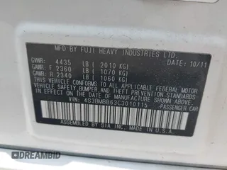 2012 Subaru Legacy Premium with VIN 4S3BMBB63C3010115, listed as a IAAI auction lot 42402898 with 149,098 mi miles and . Bid and sale history available at DreamBid. Image 9.