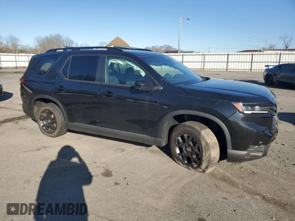 2025 Honda Pilot TrailSport with VIN 5FNYG1H61SB007167, listed as a Copart auction lot 49673565 with 8,507 mi miles and Salvage Title. Bid and sale history available at carsss.com. Image 4.