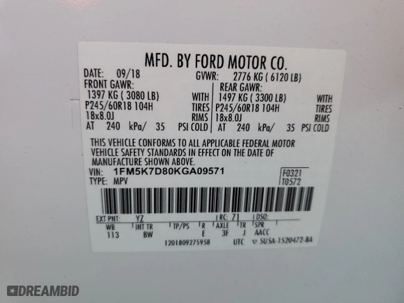 2019 Ford Explorer XLT with VIN 1FM5K7D80KGA09571, listed as a Copart auction lot 46785035 with 63,004 mi miles and Salvage Title. Bid and sale history available at carsss.com. Image 14.