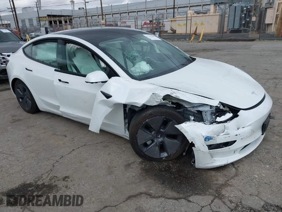 2021 Tesla Model 3 Long Range with VIN 5YJ3E1EB8MF860282, listed as a IAAI auction lot 41787008 with 49,730 mi miles and . Bid and sale history available at DreamBid. Image 1.