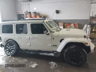 2022 Jeep Wrangler Unlimited Sahara with VIN 1C4HJXEN3NW222744, listed as a IAAI auction lot 41249285 with 43,780 mi miles and . Bid and sale history available at DreamBid. Image 14.